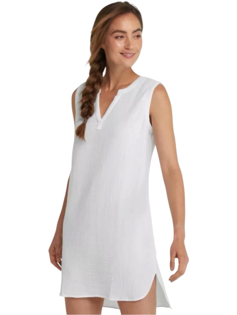 L.L. Bean Cloud Gauze Sleeveless Cover-Up Dress White L NWT